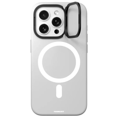 Premium Magsafe Transparent Case w/ Lens Stand01 - White