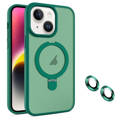Premium Magsafe Transparent Case w/ Lens Stand01 - Green