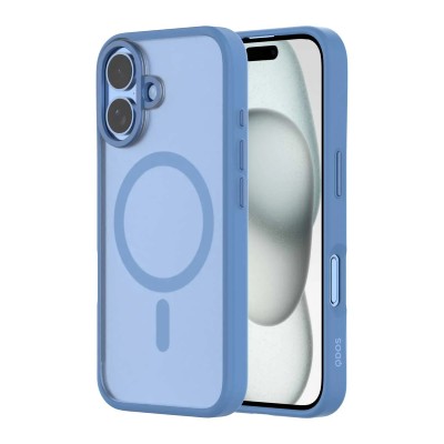 Premium Magsafe Transparent Case w/ Lens Stand01 - Blue