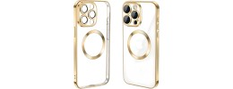 Premium Magsafe Transparent Case w/ Lens Stand01 - Gold