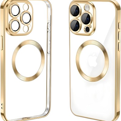 Premium Magsafe Transparent Case w/ Lens Stand01 - Gold