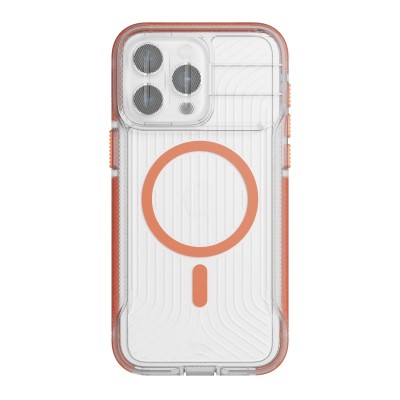 Premium Magsafe Transparent Case w/ Lens Stand01 - Orange