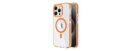 Premium Magsafe Transparent Case w/ Lens Stand01 - Orange