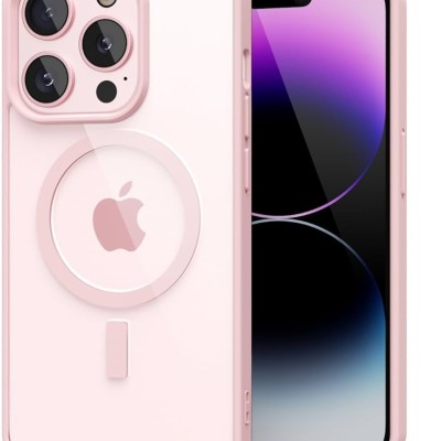 Premium Magsafe Transparent Case w/ Lens Stand01 - Pink