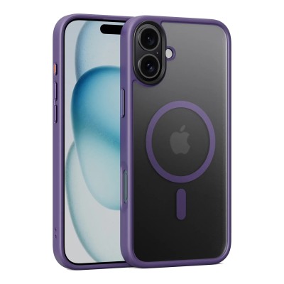 Premium Transparent Magsafe w Bottom Stand01 - Purple