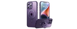 Premium Transparent Magsafe w Bottom Stand01 - Purple