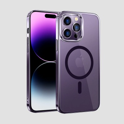 Premium Transparent Magsafe w Bottom Stand01 - Purple
