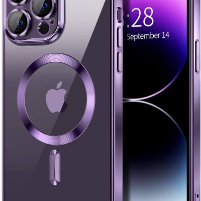 Premium Magsafe Transparent Case w/ Lens Stand01 - Purple