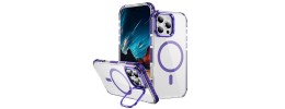 Premium Magsafe Transparent Case w/ Lens Stand01 - Purple