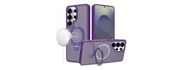 For Samsung s26 Ultra Magnetic Matching Ring Stand Full Rotation Matte Hybrid - Dark Purple