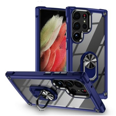 SAMSUNG S23 Ultra Heavy Duty Clear back Shield Case/w Ring