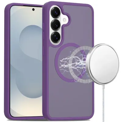 For Samsung s26 [Magnetic Circle] Smooth Safe Matte Feel Hybrid Case - Dark Purple