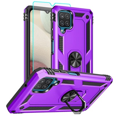 Samsung A12 Hybrid Texture Brushed Metal case, Purple