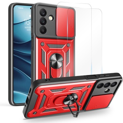 Samsung A26 Hybrid Dual Layer Case w/Magnetic Ring Red(Premi