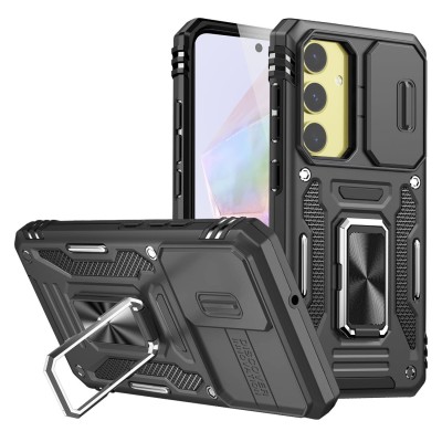 Samsung A35 5G Heavy Duty Magnet Ring Stand w/ Sliding Camer