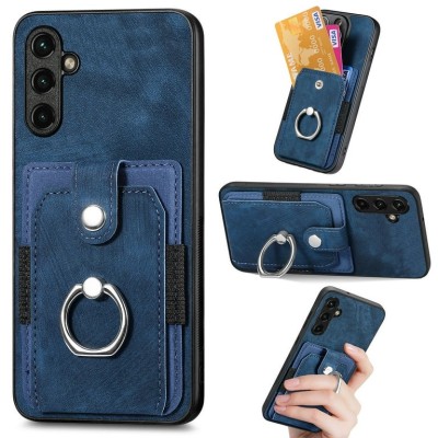 Samsung A35 5G Ring Stand Case w/ Build in 2 Cards Wallet Re
