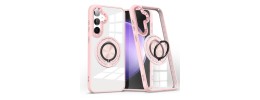 Samsung S24 FE Magnetic Ring Stand Case w/Camera cover Pink(