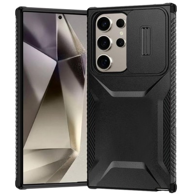 Samsung S25 FE Hybrid Dual Layer Case w/Camera Cover Black(P