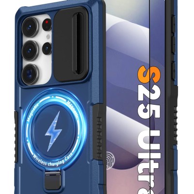 Samsung S25 FE Rotate Magnetic Ring Stand case w/Camera Cove