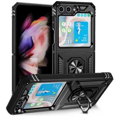 Samsung Z Flip5 Hybrid Dual Layer Case w/Magnetic Ring Stan