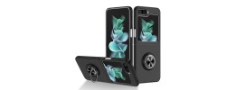 Samsung Z Flip5 Premium Matte Magnet Ring Stand Case Black