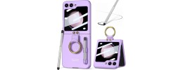 Samsung Z Flip5 Premium Matte Magnet Ring Stand Case Purple
