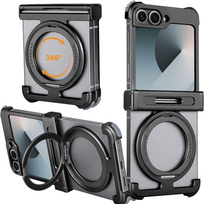 Samsung Z Flip6 Magnetic Ring Stand Cases Black(Premium Pack