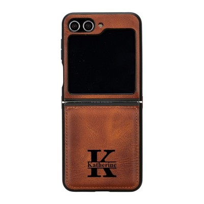 Samsung Z Flip6 Premium Leather Case Brown(Premium Package)