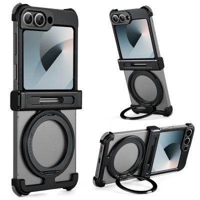 Samsung Z Flip6 Premium New Bumper Case w/Kick Stand Black(