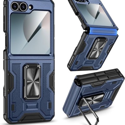 Samsung Z Flip6 Premium New Bumper Case w/Kick Stand Blue(P