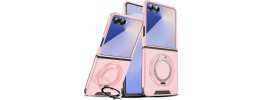 Samsung Z Flip7 Magnetic case w/Large Rotate Ring Stand Pink