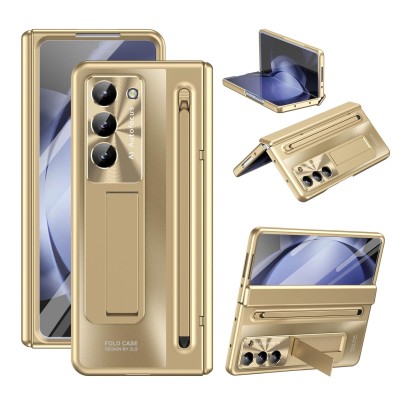 Samsung Z Fold6 Premium Leather Case w/Kickstand SB Gold(Pre