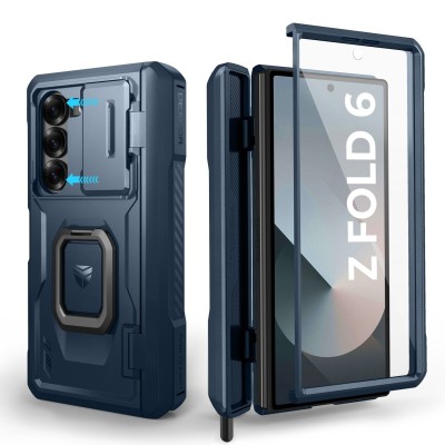 Samsung Z Fold6 Premium New Bumper Case w/Kick Stand Blue(Pr