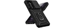 For Samsung s25 FE Car Mount with 2-Ring Stand Hybrid Case - Black