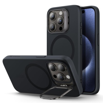 Silicone Magsafe Deluxe w Stand 01 - Black