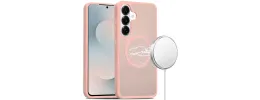 For Samsung s26 [Magnetic Circle] Smooth Safe Matte Feel Hybrid Case - Light Pink