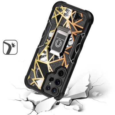 For Samsung S23 Stellar Hybrid IMD Design Ring Stand Cover Case - A