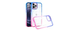 For Apple iPhone 14 PRO 6.1" Radiant Two Tone Transparent Thick Hybrid Case Cover - Blue/Hot Pink
