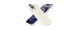 For Apple iPhone XR Polished Oil Thick Acrylic Metal Button Hybrid Case Cover - Beige