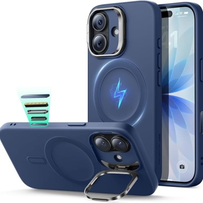 for iP17 AIR Premium Magsafe Silicon w Lens Stand01 - Blue