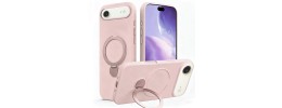 for iP17 AIR Premium Magsafe Silicon w Lens Stand01 - Pink