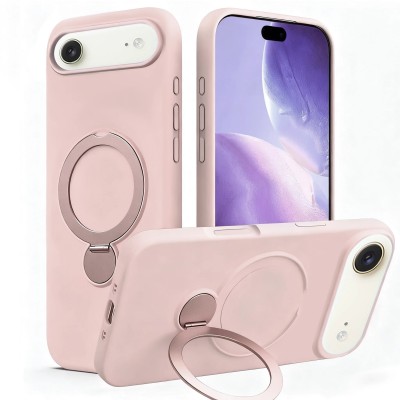 for iP17 AIR Premium Magsafe Silicon w Lens Stand01 - Pink