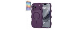 for iP17 PM Premium Magsafe Silicon w Lens Stand01 - Purple