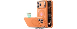 for iP17 Premium Magsafe Silicon w Lens Stand01 - Orange