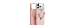 for iP17 Premium Magsafe Silicon w Lens Stand01 - Pink