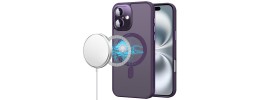 for iP17 Premium Magsafe Silicon w Lens Stand01 - Purple