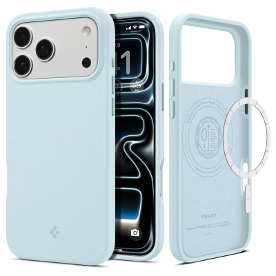 for iP17 Pro Premium Magsafe Silicon w Lens Stand01 - Light Blue