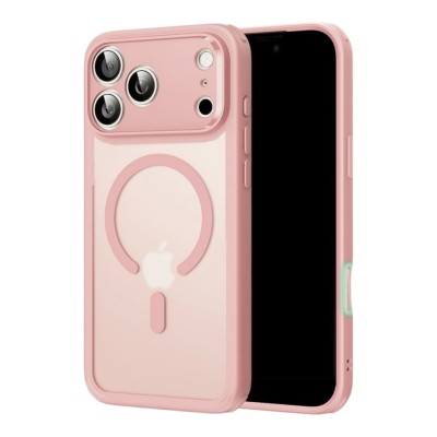for iP17 Pro Premium Magsafe Silicon w Lens Stand01 - Pink