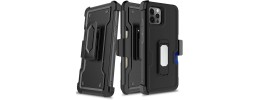 iP15 Pro Max CARD Holster with Kickstand Clip Hybrid Case Cover - Black