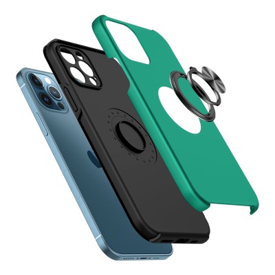 iP15 Pro Max CHIEF Oil Painted Magnetic Ring Stand Hybrid Case Cover - Dark Green